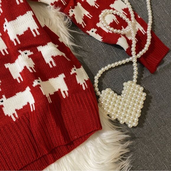 PRINCESS DIANA BLACK SHEEP RED SWEATER INSPIRED - Picture 4 of 12